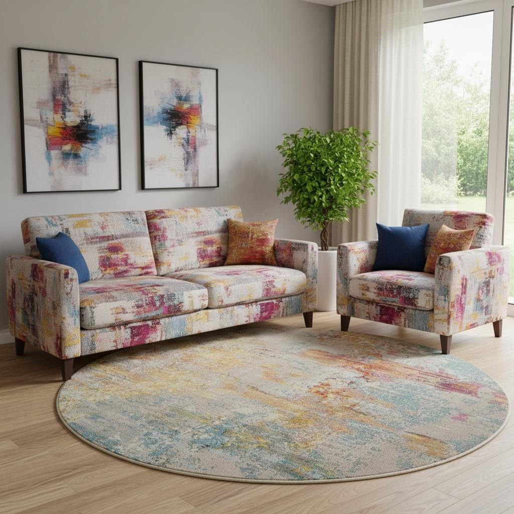 8′ X 8′ Sealife Abstract Round Rug
