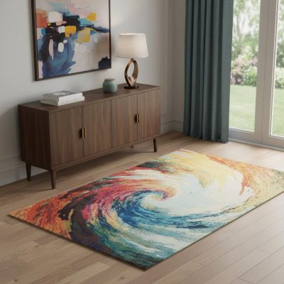 4′ X 6′ Wave Abstract Non Skid Area Rug