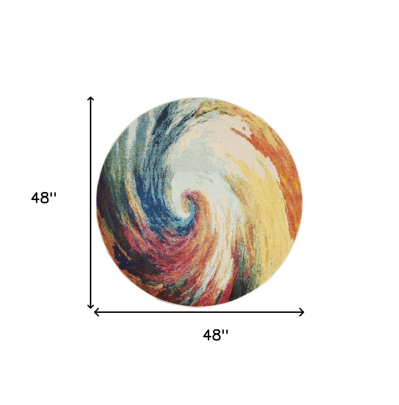 4′ X 4′ Wave Abstract Non Skid Round Rug