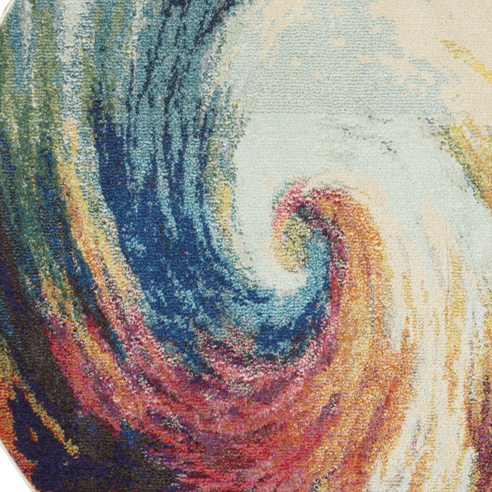 4′ X 4′ Wave Abstract Non Skid Round Rug