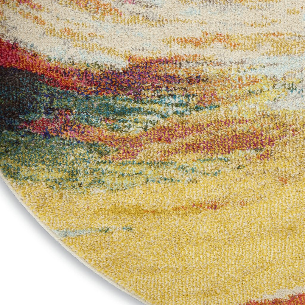 4′ X 4′ Wave Abstract Non Skid Round Rug