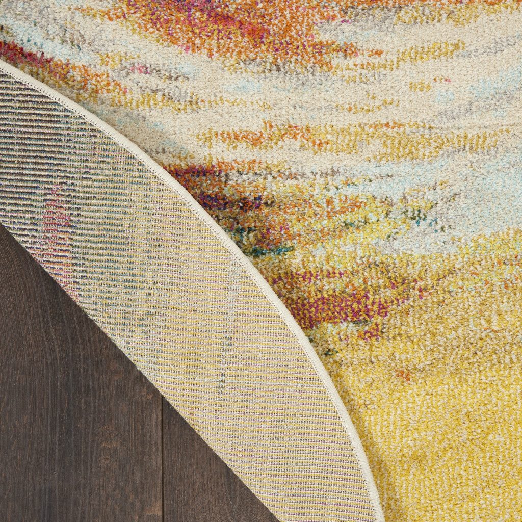 4′ X 4′ Wave Abstract Non Skid Round Rug