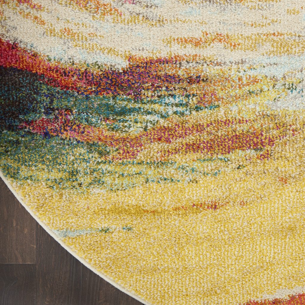 4′ X 4′ Wave Abstract Non Skid Round Rug