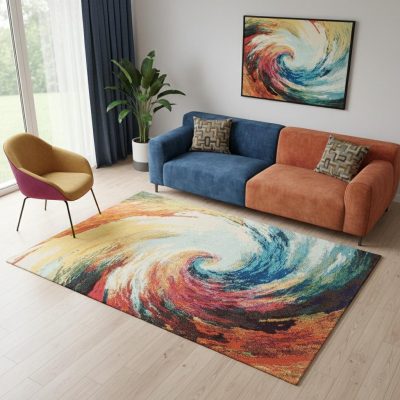 5′ X 7′ Wave Abstract Area Rug