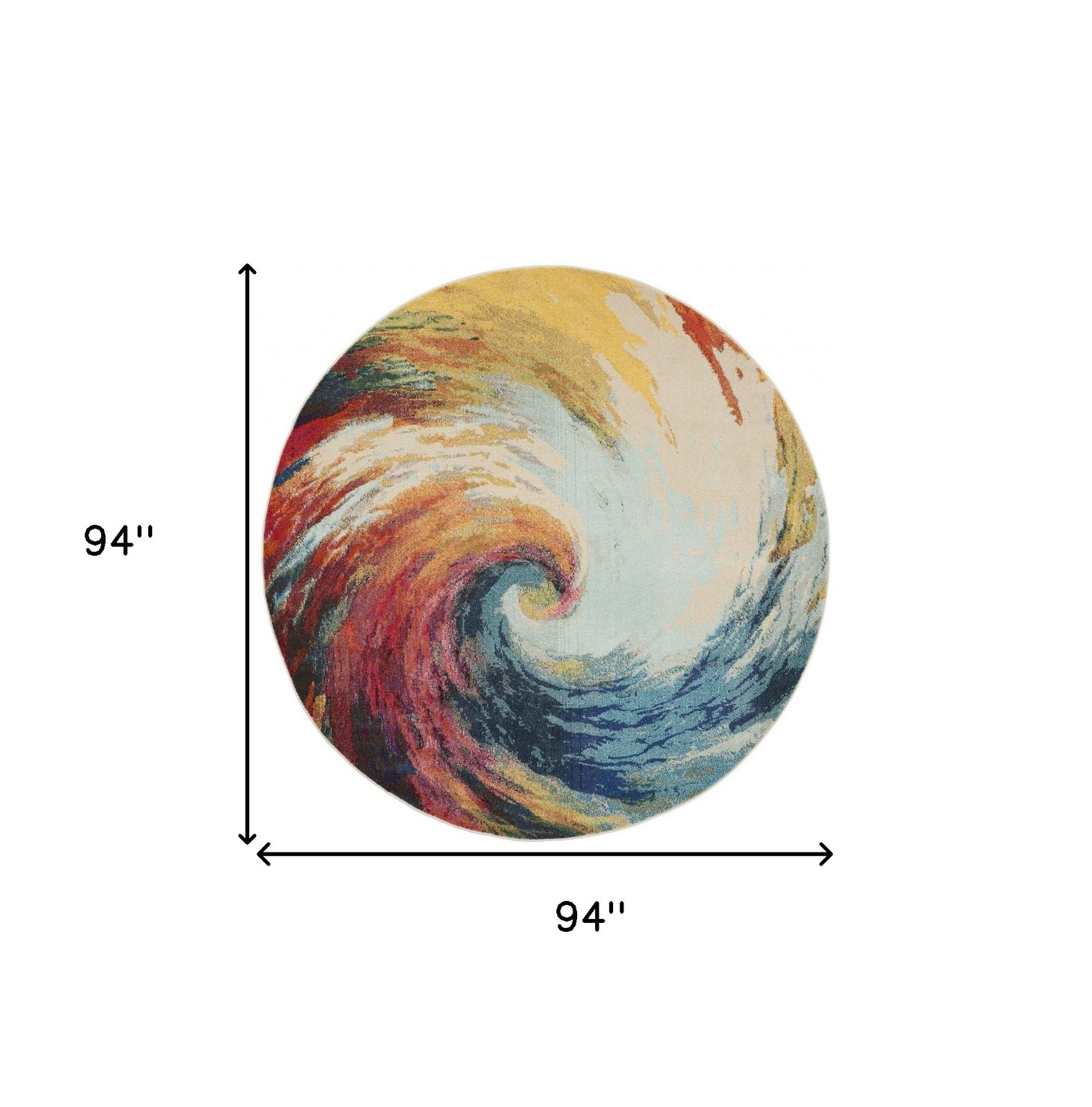 8′ X 8′ Wave Abstract Non Skid Round Rug