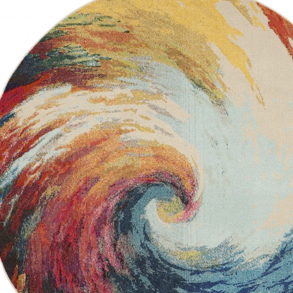 8′ X 8′ Wave Abstract Non Skid Round Rug