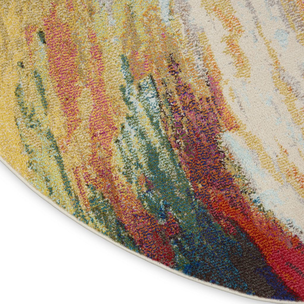 8′ X 8′ Wave Abstract Non Skid Round Rug