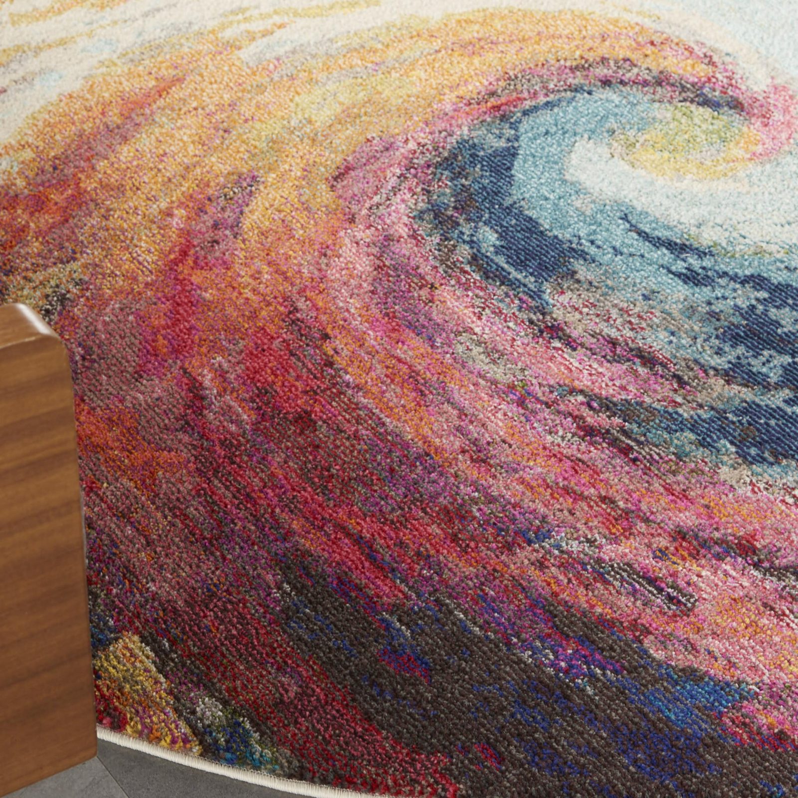 8′ X 8′ Wave Abstract Non Skid Round Rug