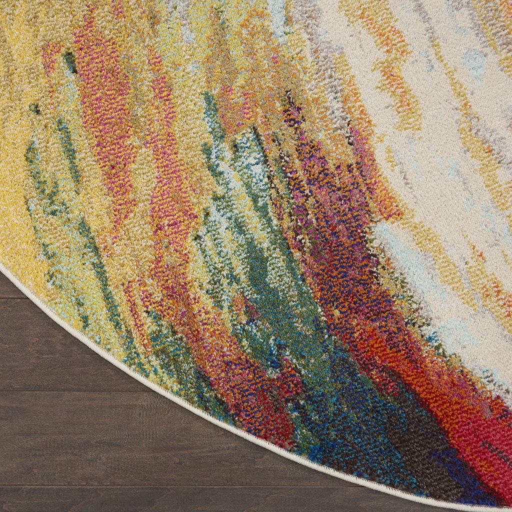 8′ X 8′ Wave Abstract Non Skid Round Rug