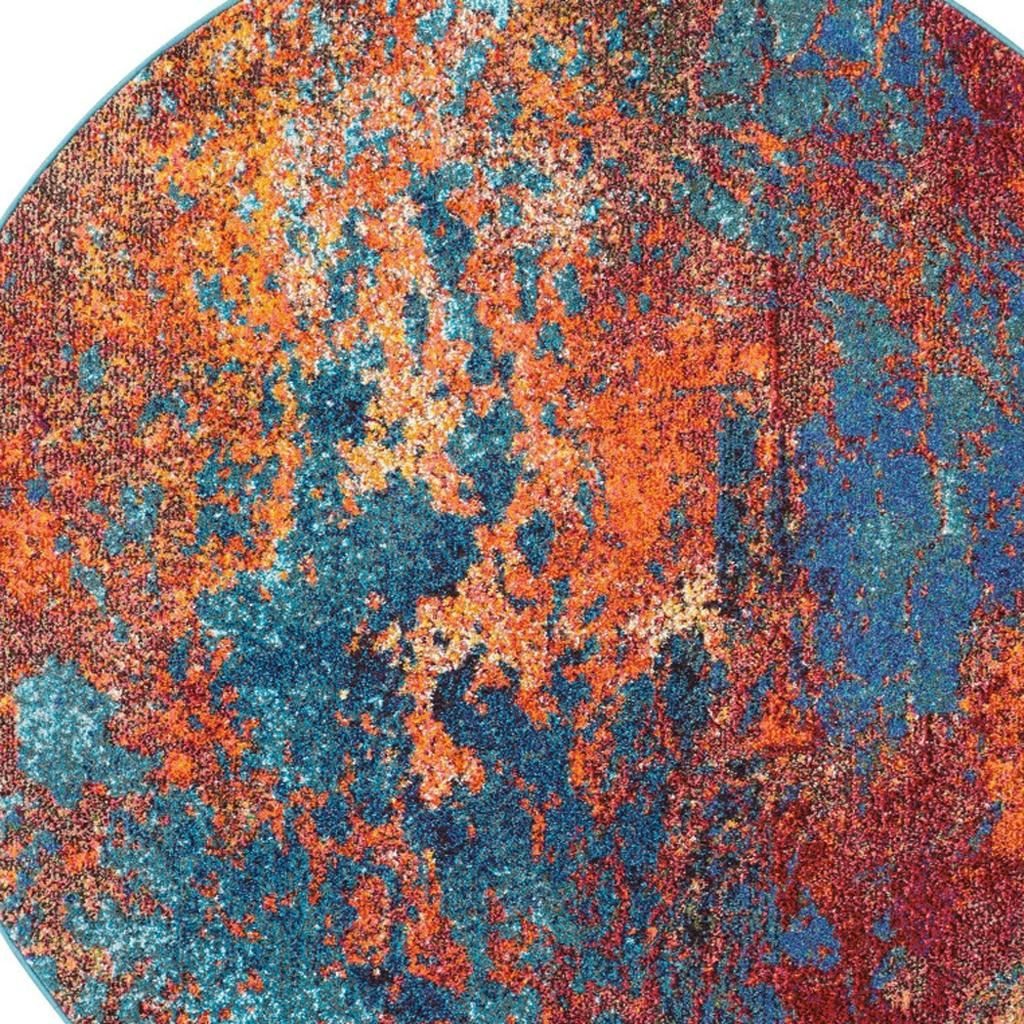 4′ X 4′ Abstract Non Skid Round Rug