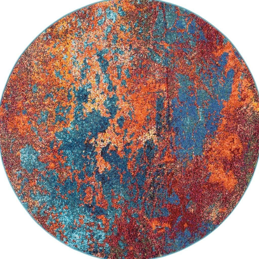 4′ X 4′ Abstract Non Skid Round Rug