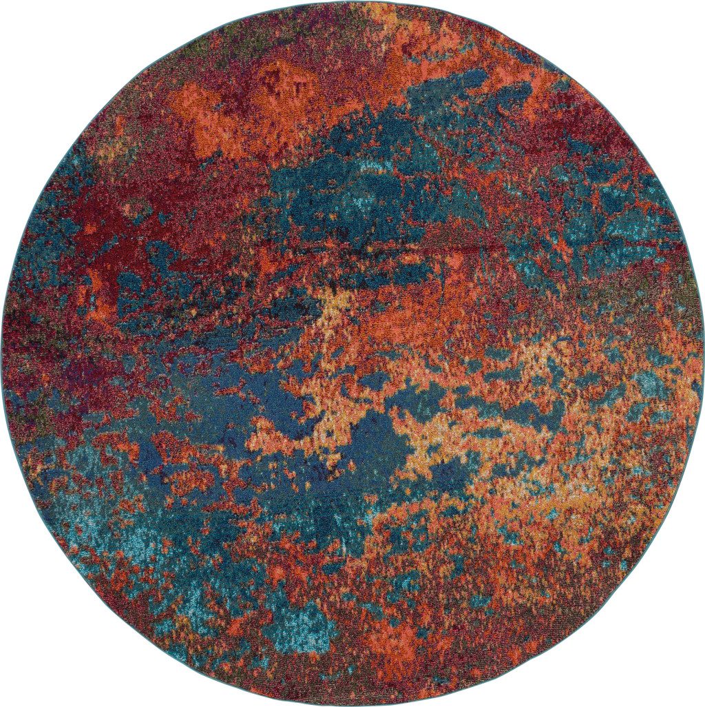8′ X 8′ Atlantic Abstract Non Skid Round Rug