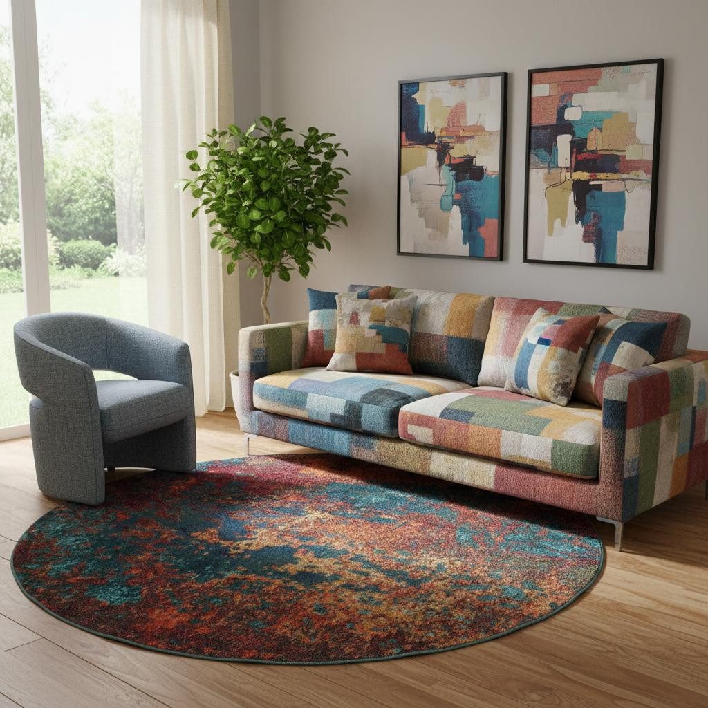 8′ X 8′ Atlantic Abstract Non Skid Round Rug
