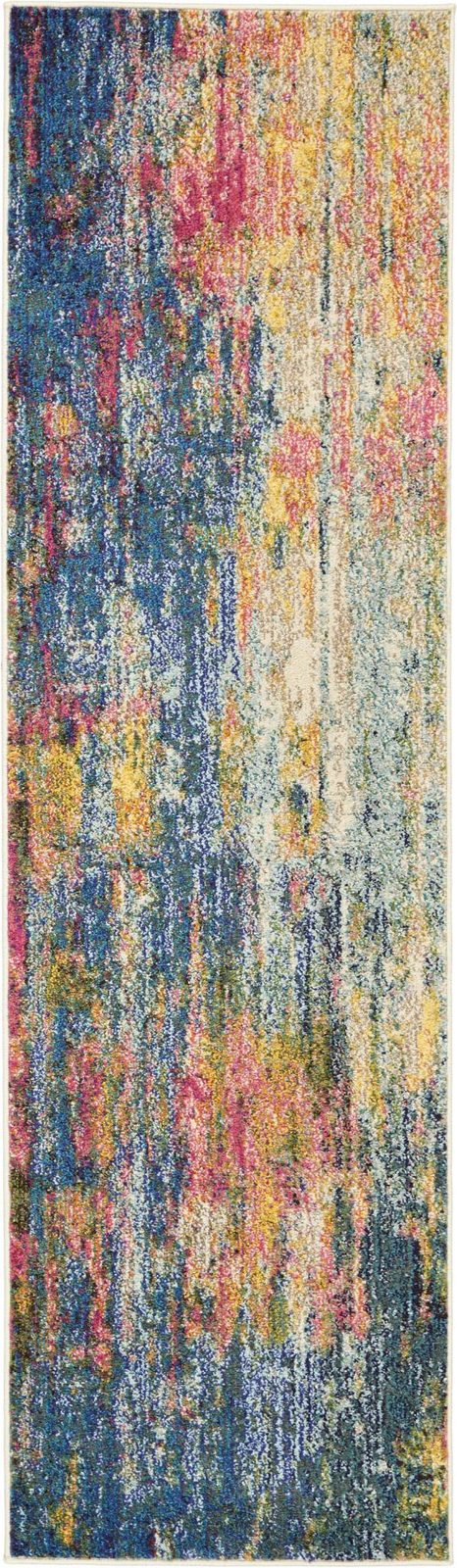 2′ X 6′ Blue And Yellow Abstract Area Rug
