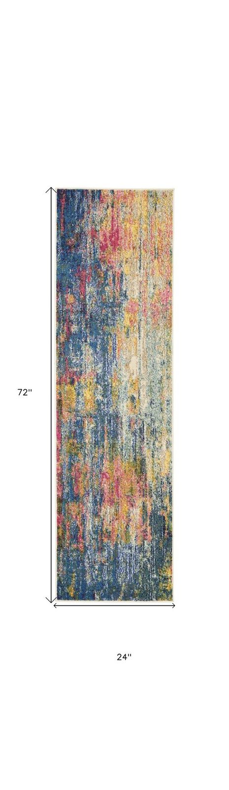 2′ X 6′ Blue And Yellow Abstract Area Rug