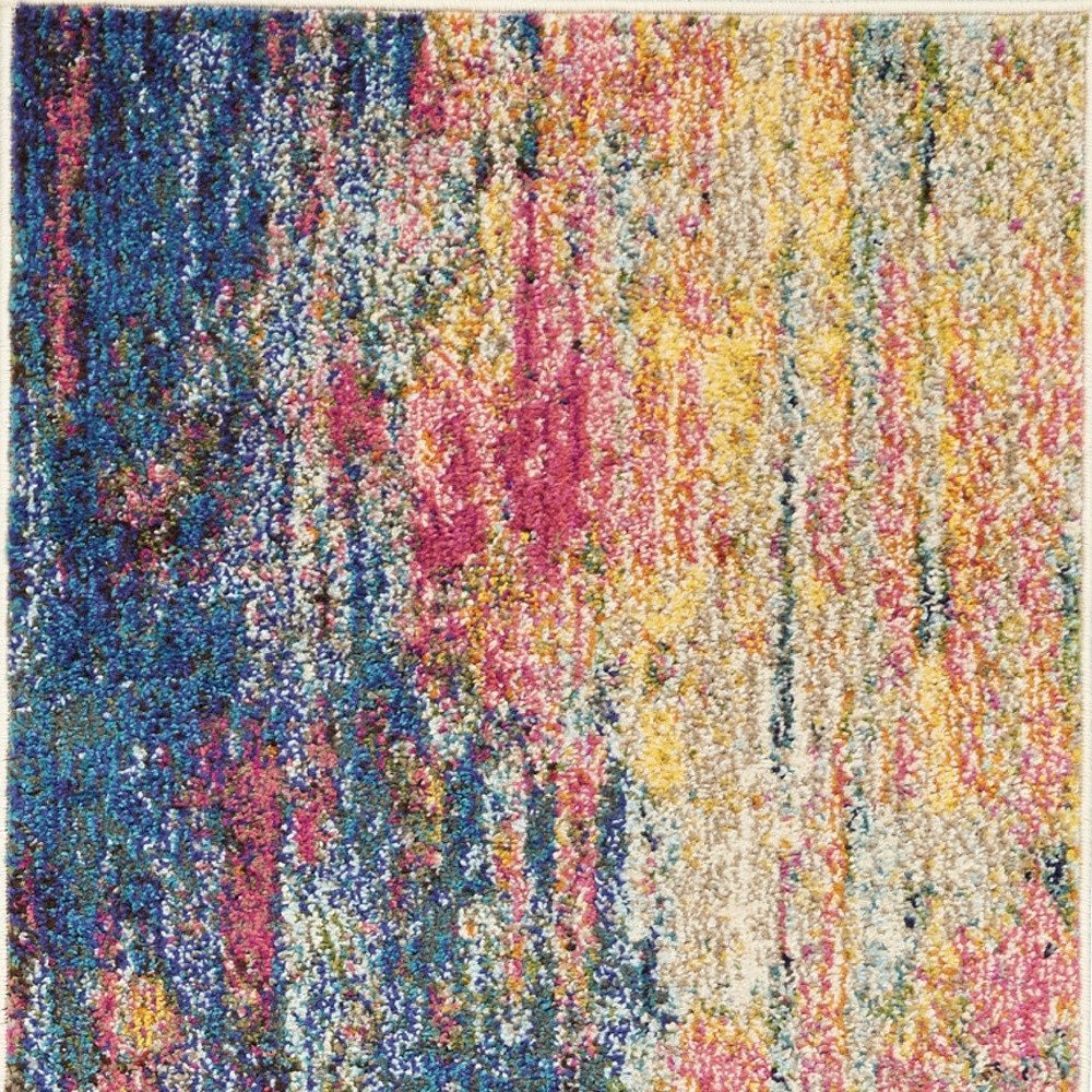 2′ X 6′ Blue And Yellow Abstract Area Rug
