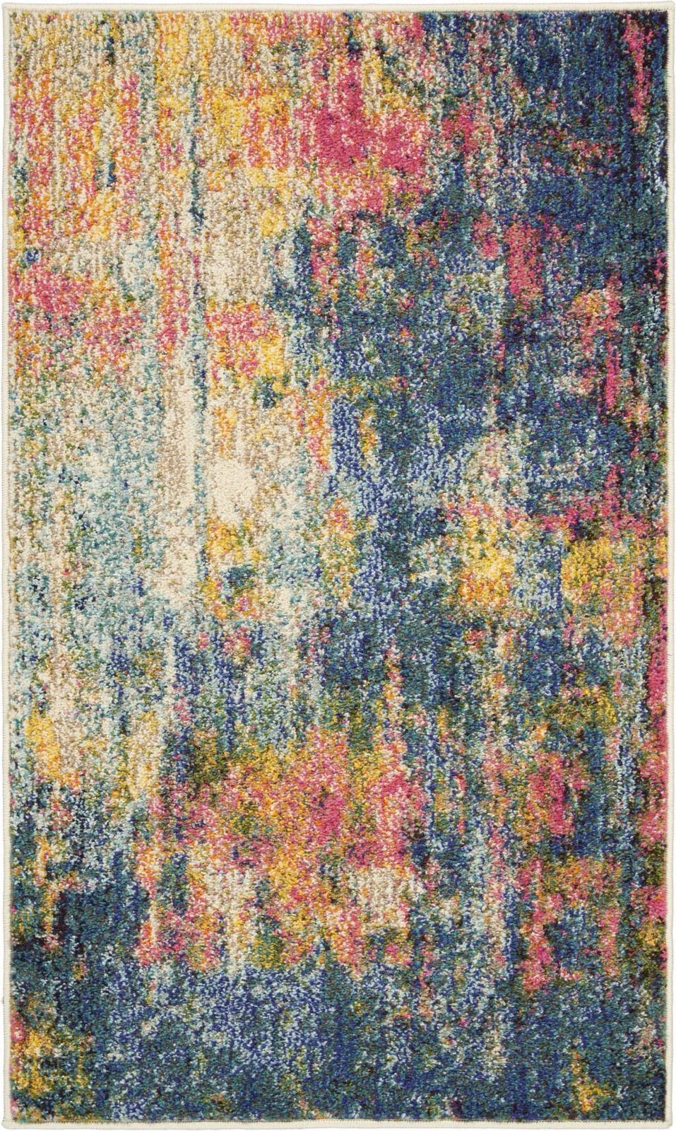 2′ X 4′ Blue And Yellow Abstract Area Rug