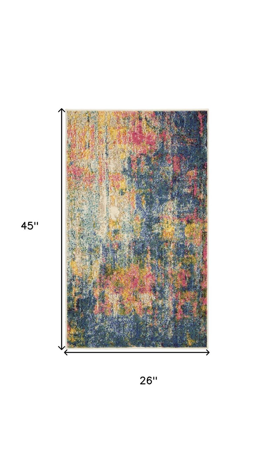 2′ X 4′ Blue And Yellow Abstract Area Rug