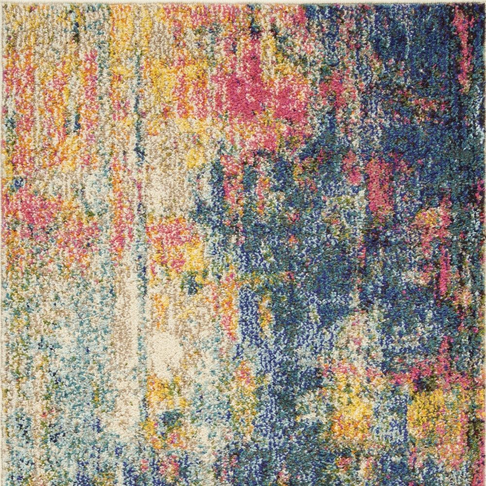 2′ X 4′ Blue And Yellow Abstract Area Rug
