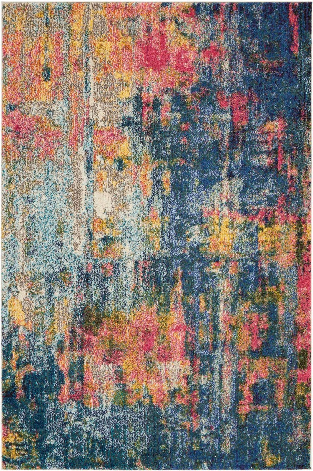 4′ X 6′ Blue And Yellow Abstract Area Rug