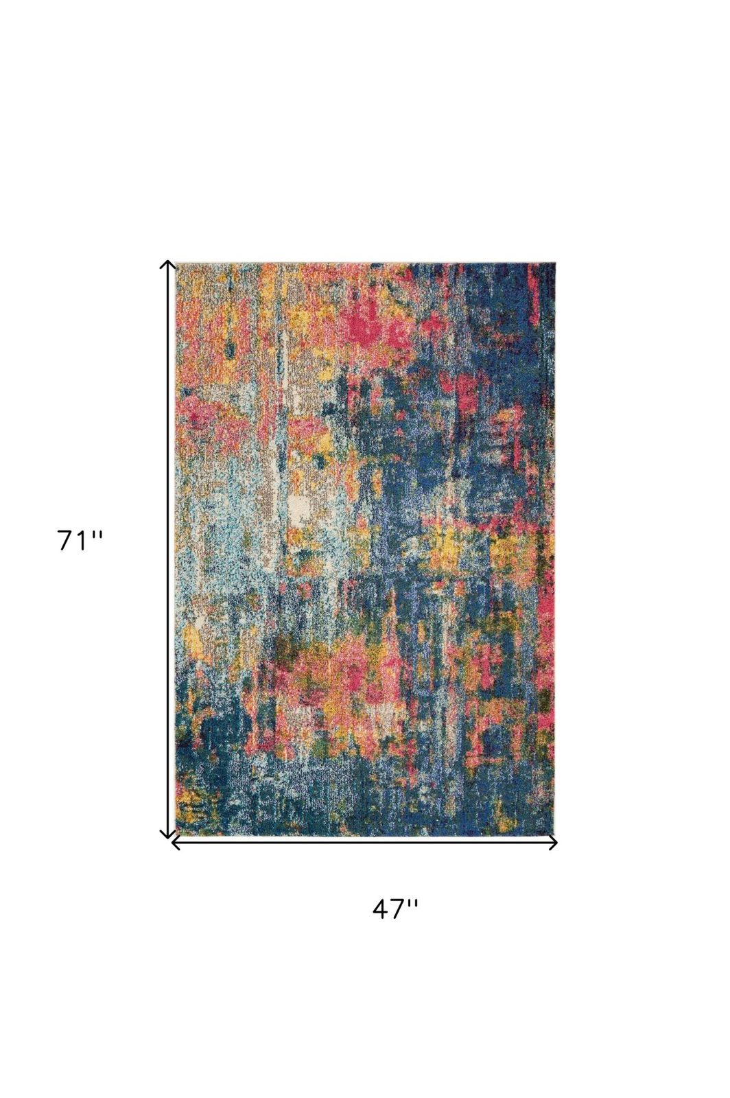 4′ X 6′ Blue And Yellow Abstract Area Rug