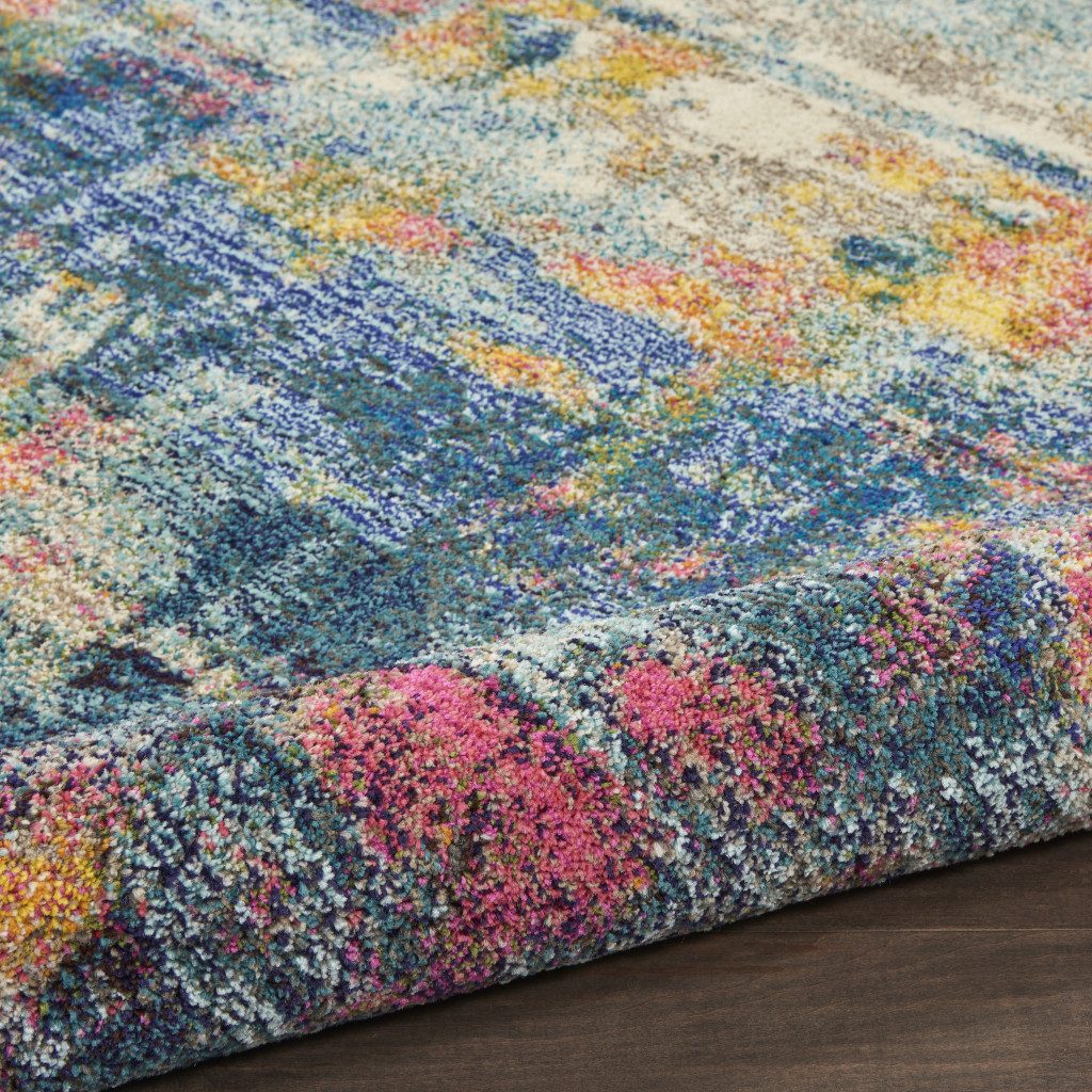 5′ X 5′ Blue And Yellow Abstract Round Rug