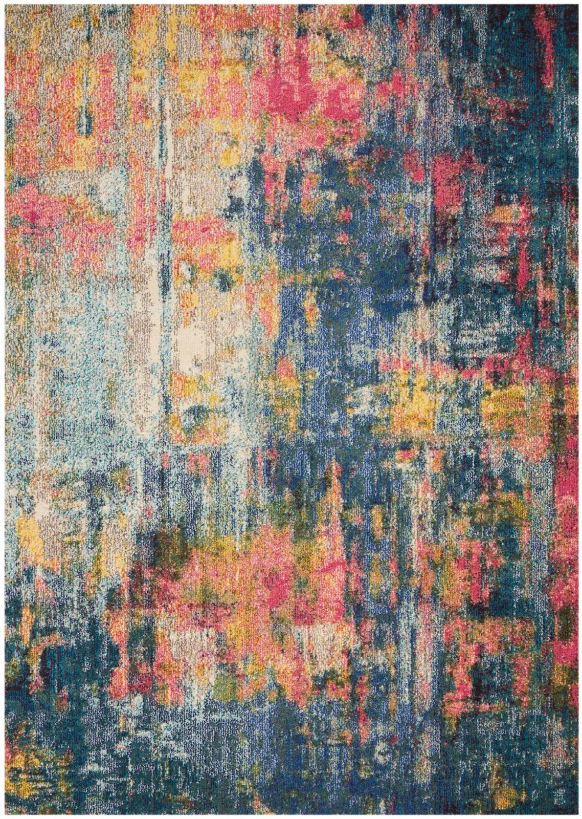 5′ X 7′ Blue And Yellow Abstract Area Rug