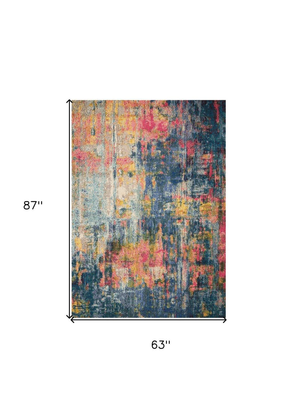 5′ X 7′ Blue And Yellow Abstract Area Rug