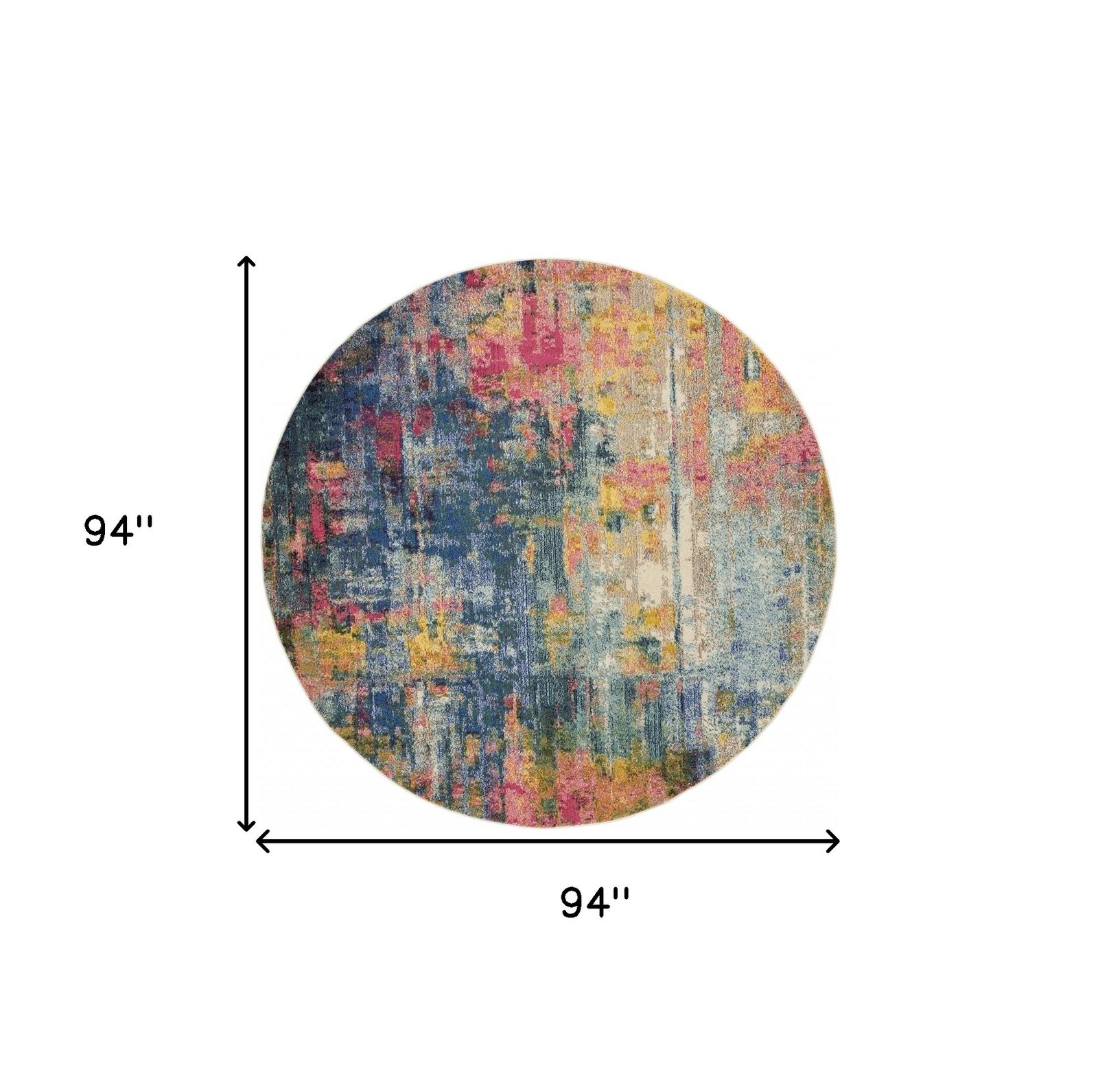 8′ X 8′ Blue And Yellow Abstract Round Rug