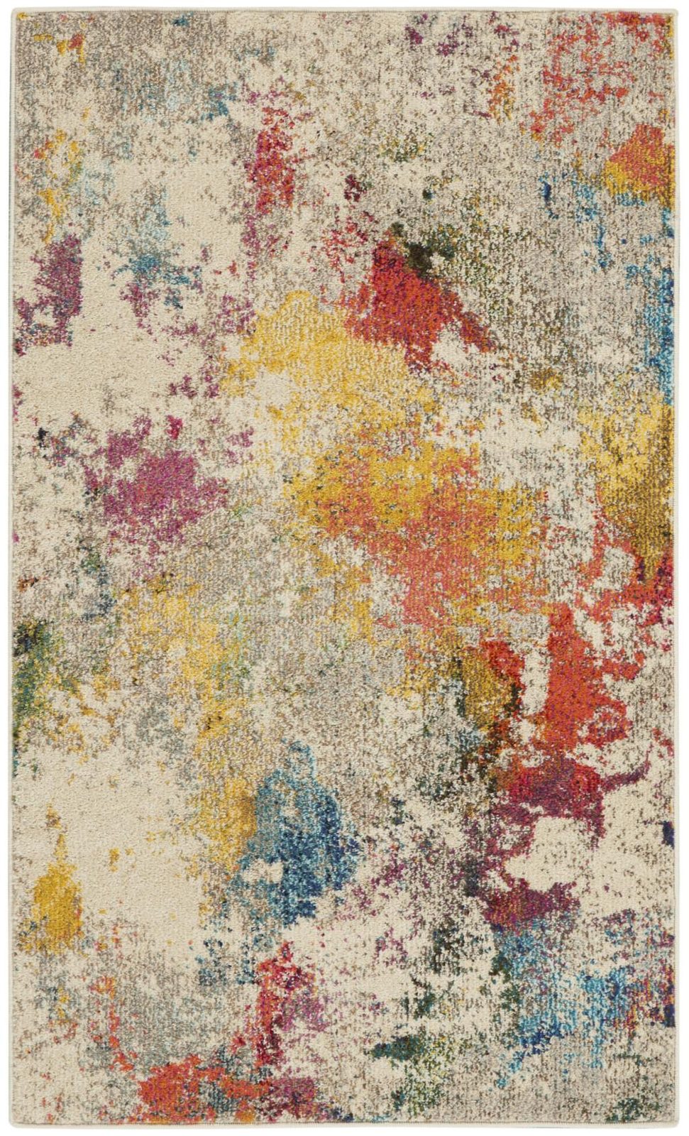 3′ X 5′ Ivory Abstract Non Skid Area Rug