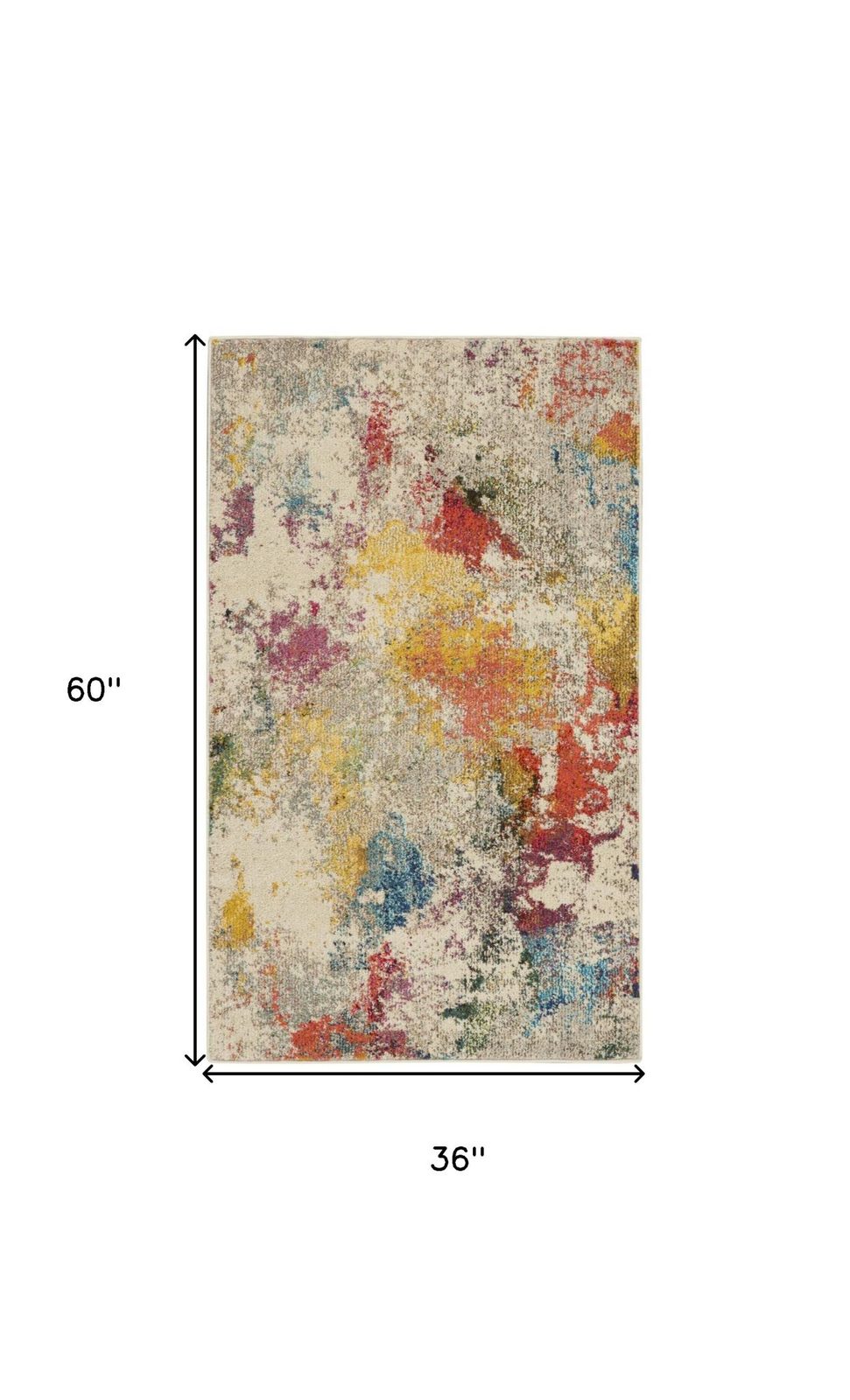 3′ X 5′ Ivory Abstract Non Skid Area Rug