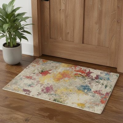 3′ X 5′ Ivory Abstract Non Skid Area Rug