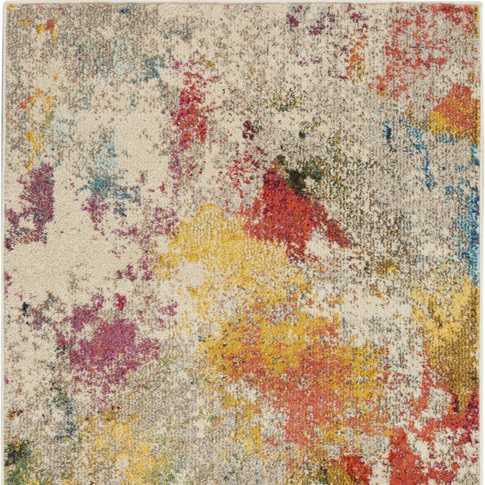 3′ X 5′ Ivory Abstract Non Skid Area Rug