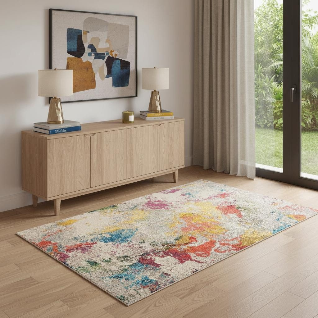4′ X 6′ Ivory Abstract Area Rug