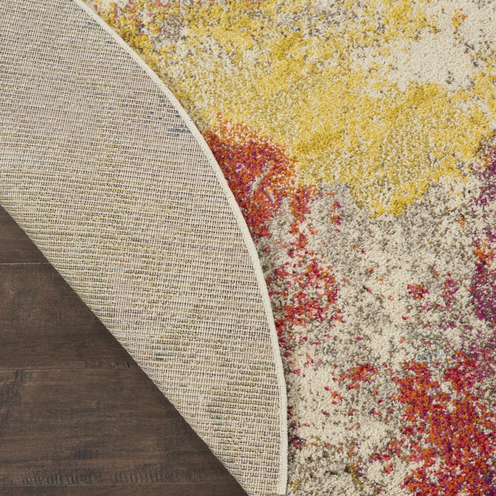 5′ X 5′ Ivory Abstract Round Rug