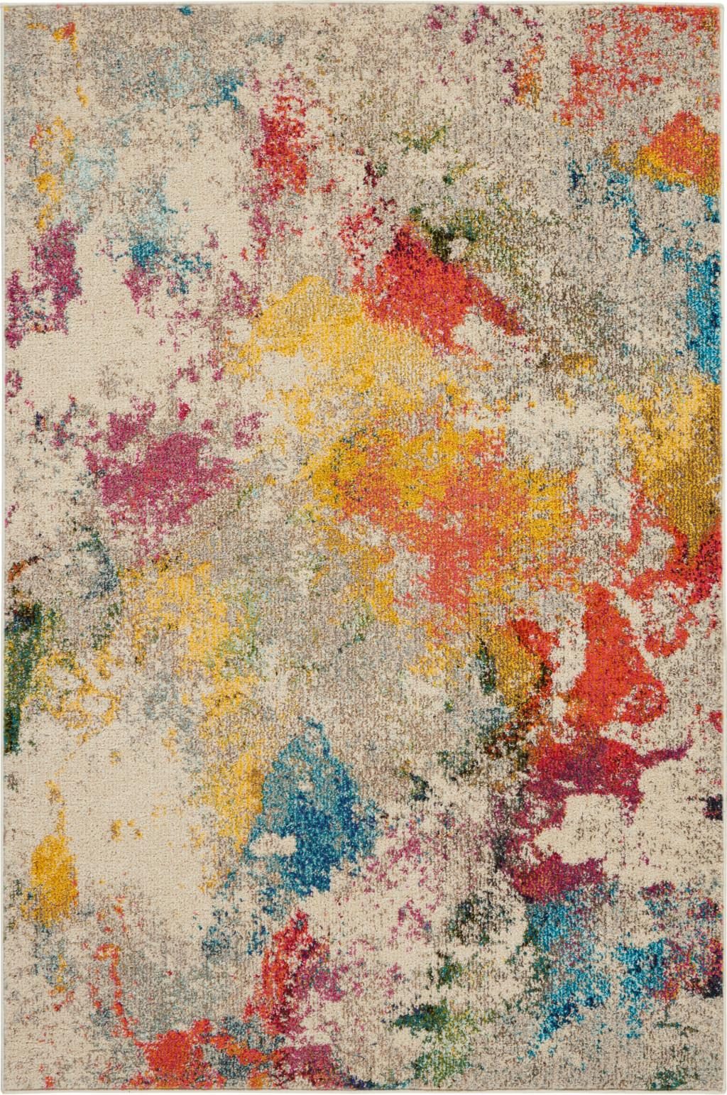 5′ X 7′ Ivory Abstract Area Rug