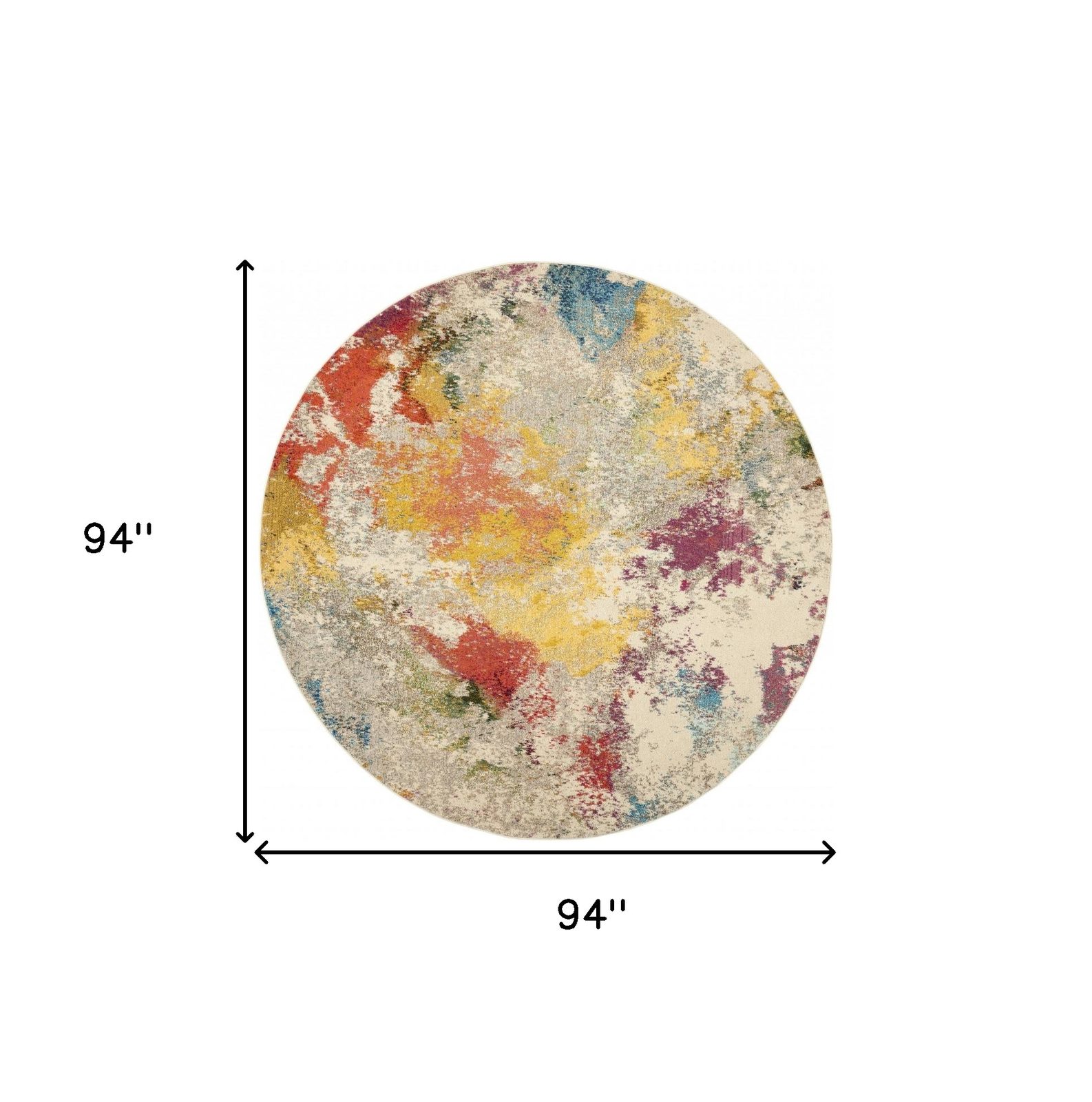 8′ X 8′ Ivory Abstract Round Rug