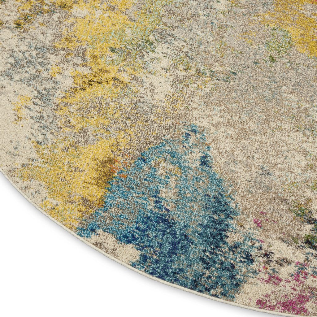 8′ X 8′ Ivory Abstract Round Rug