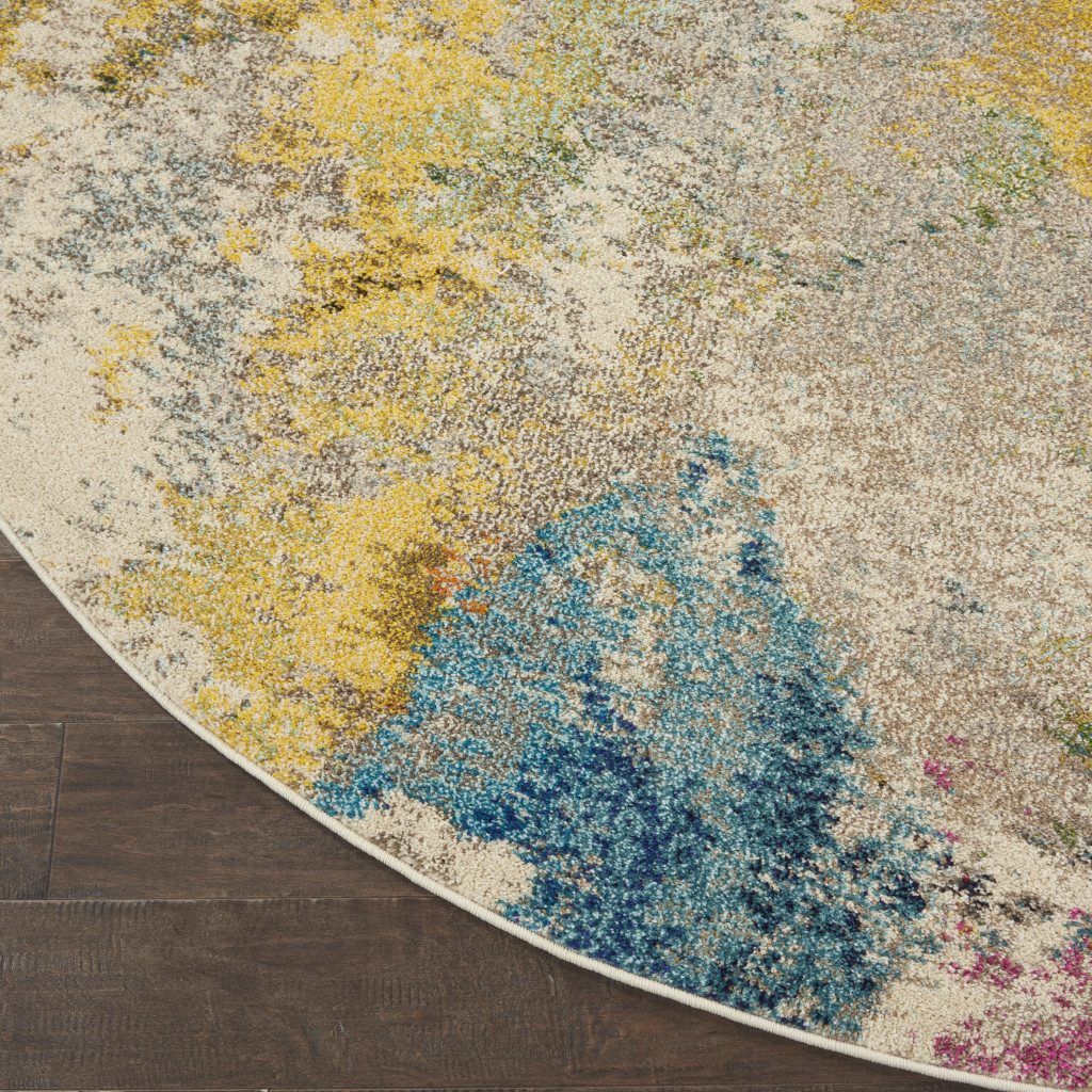 8′ X 8′ Ivory Abstract Round Rug