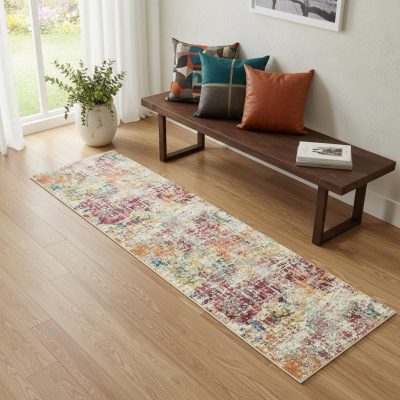 2′ X 6′ Pink Abstract Distressed Area Rug
