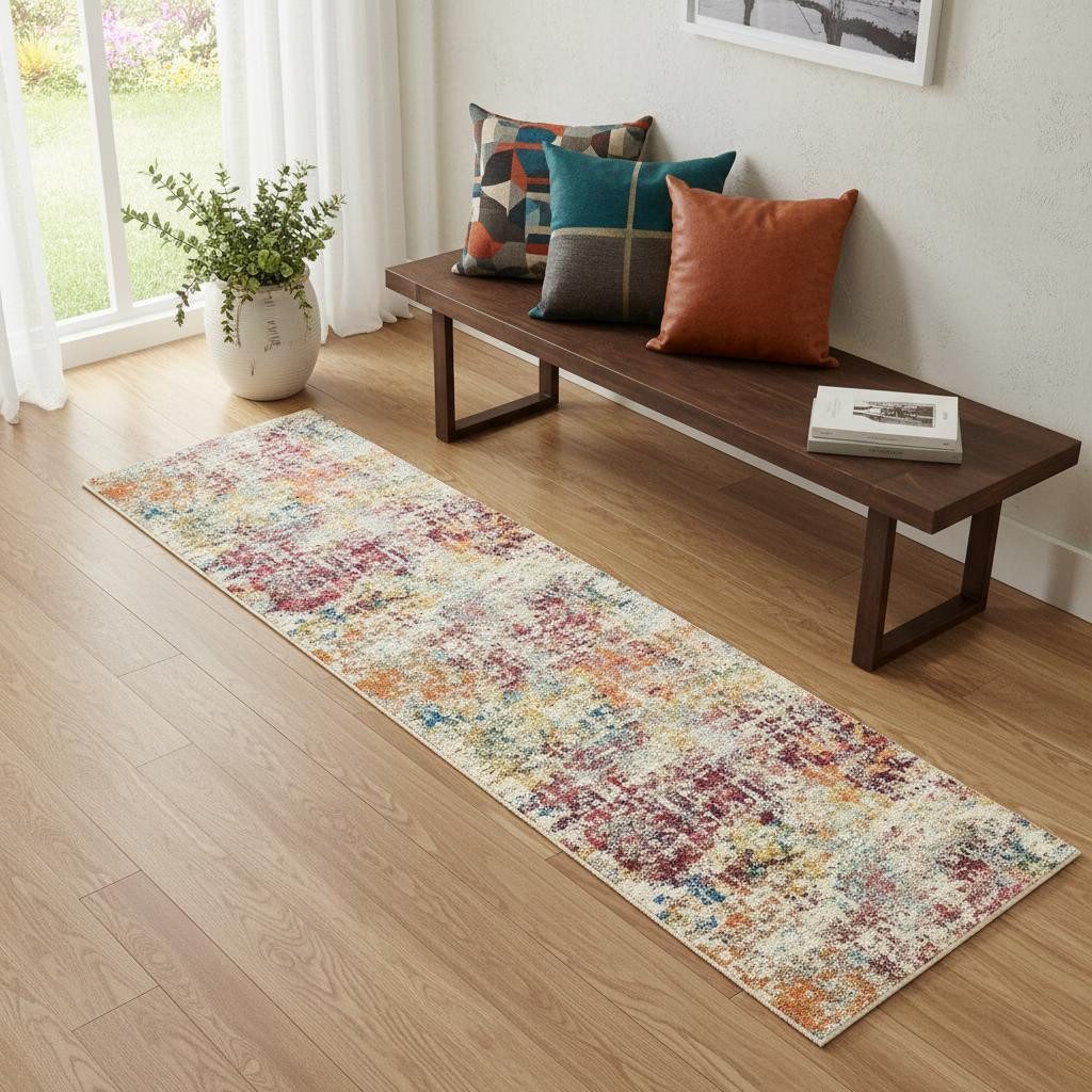 2′ X 6′ Pink Abstract Distressed Area Rug
