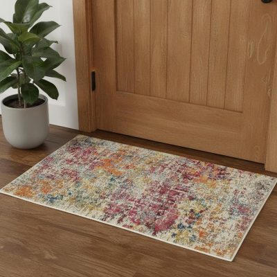 2′ X 4′ Pink Abstract Distressed Area Rug