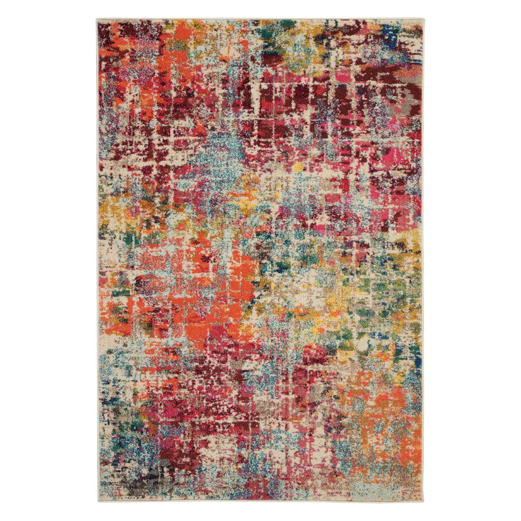 4′ X 6′ Pink Abstract Distressed Area Rug
