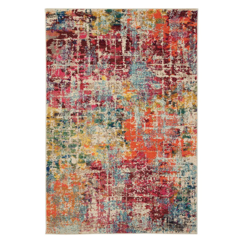 4′ X 6′ Pink Abstract Distressed Area Rug
