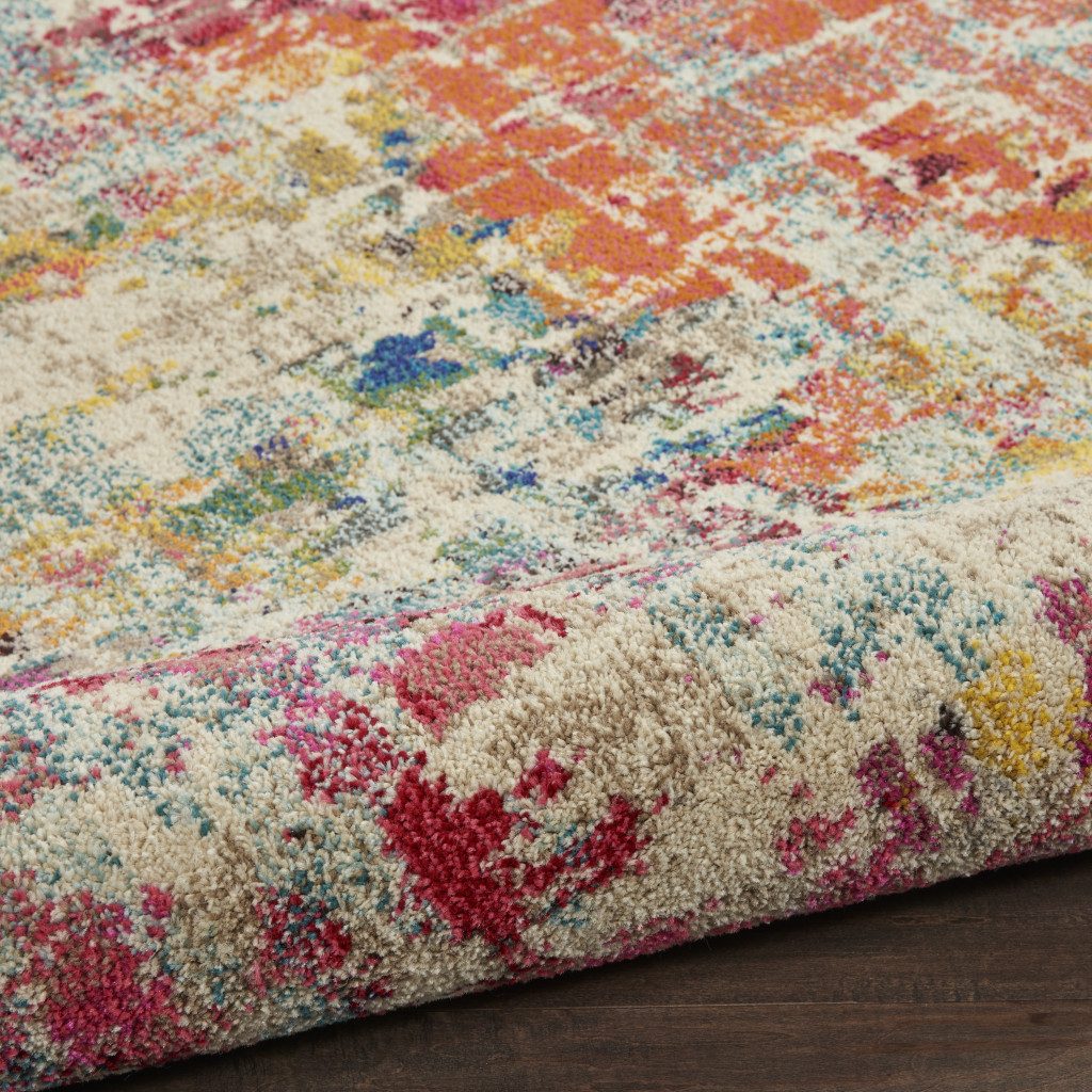 4′ Pink Abstract Distressed Round Rug