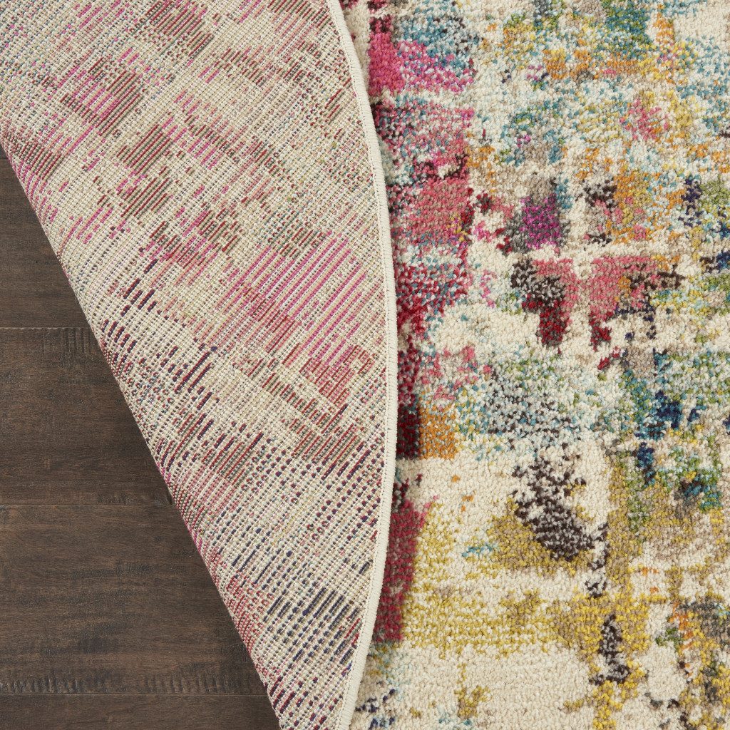4′ Pink Abstract Distressed Round Rug