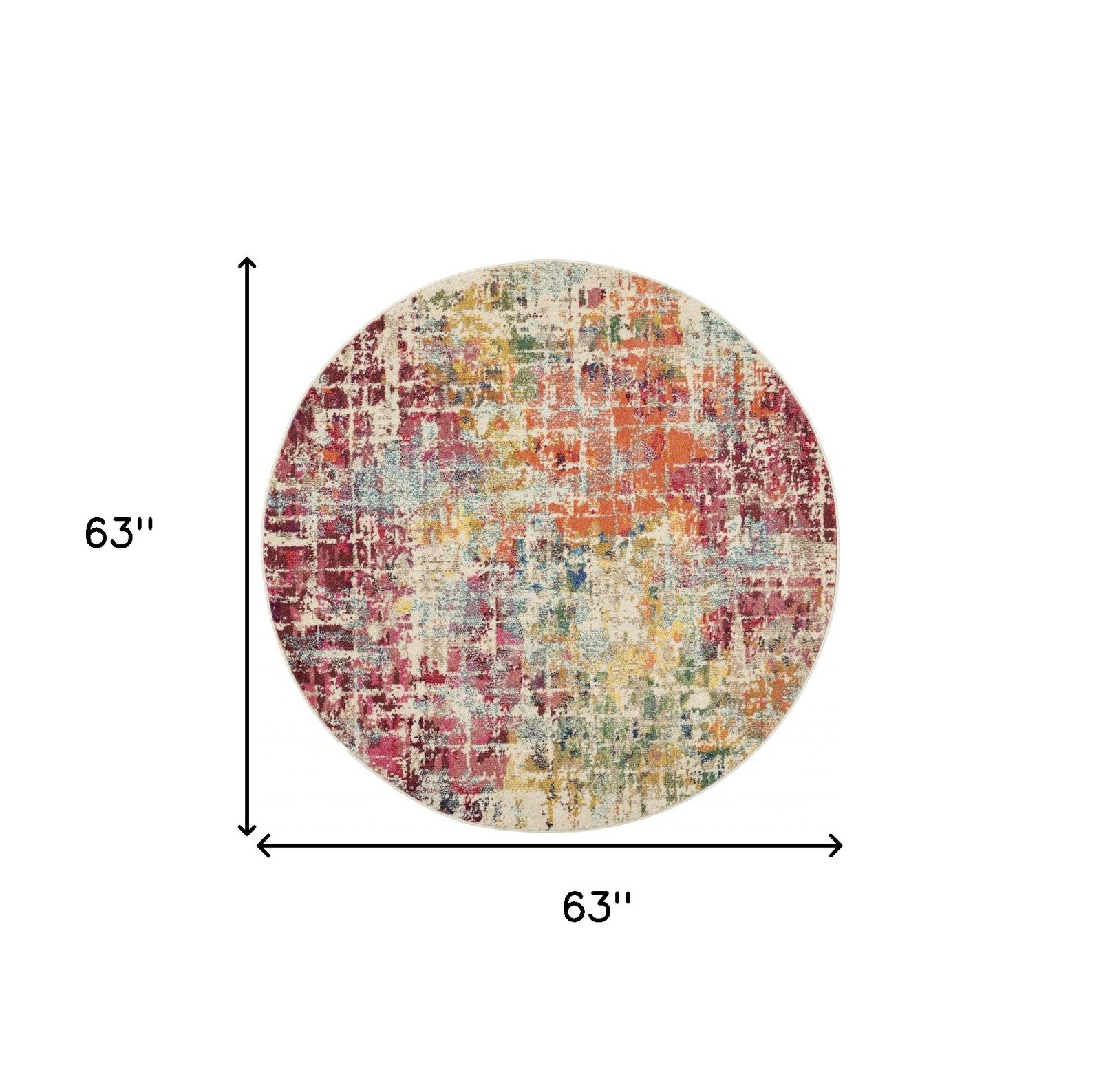 5′ X 5′ Pink Distressed Abstract Round Rug