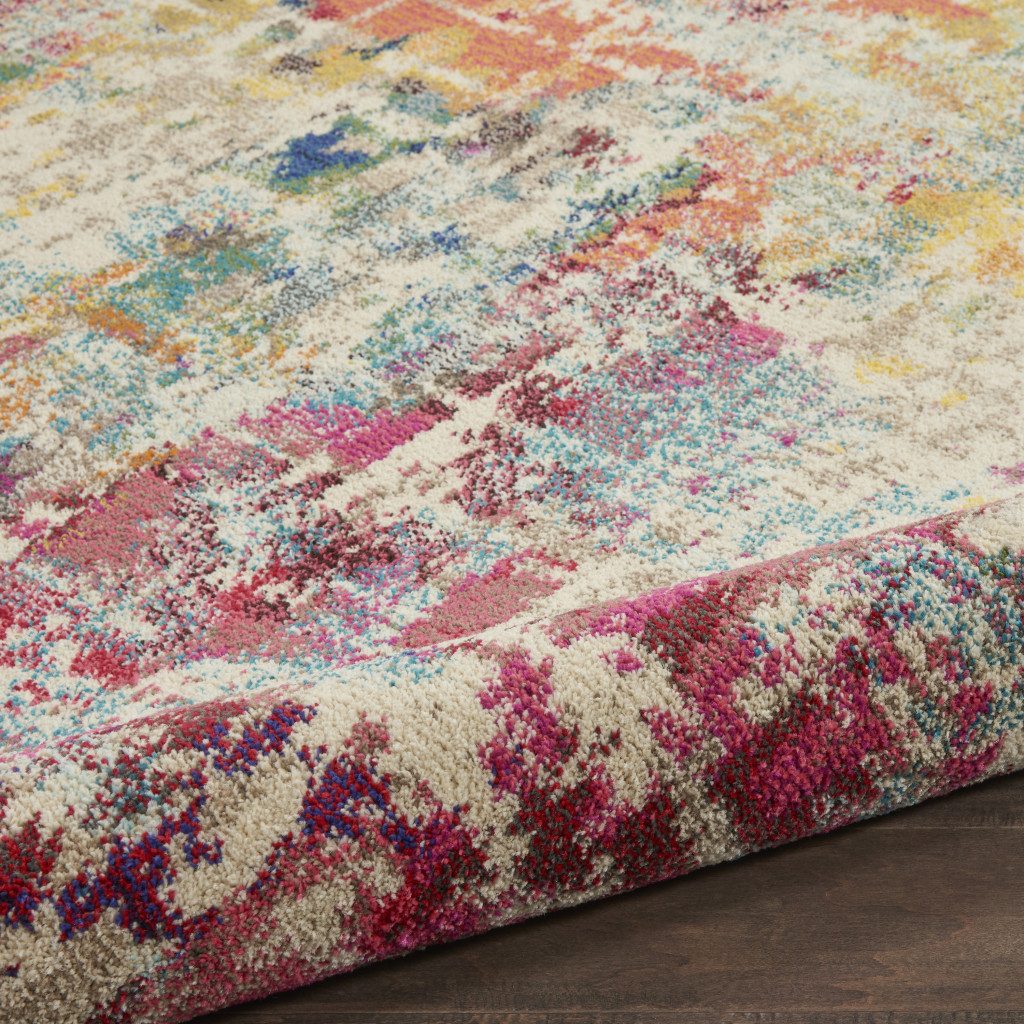 8′ X 8′ Pink Distressed Abstract Non Skid Round Rug