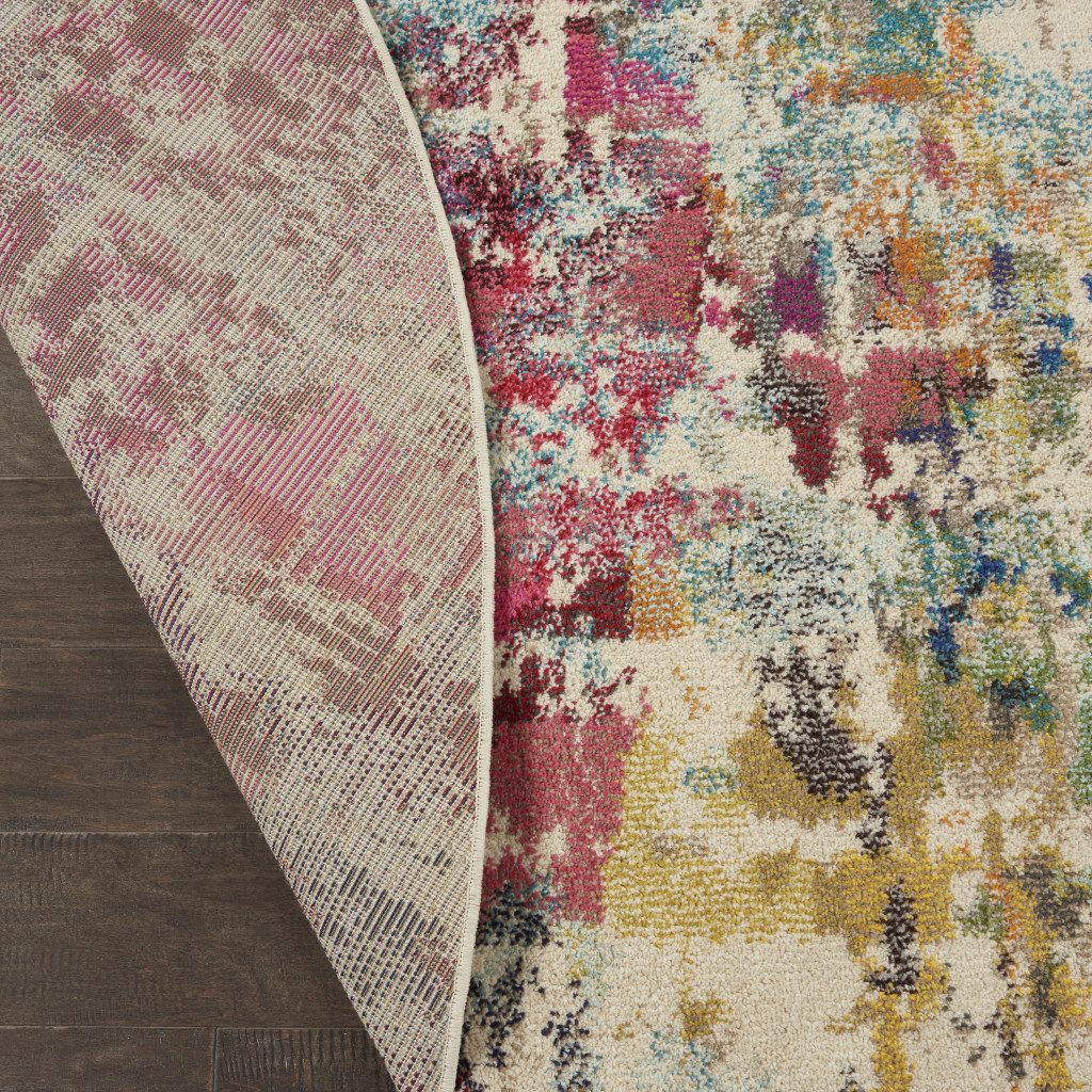 8′ X 8′ Pink Distressed Abstract Non Skid Round Rug