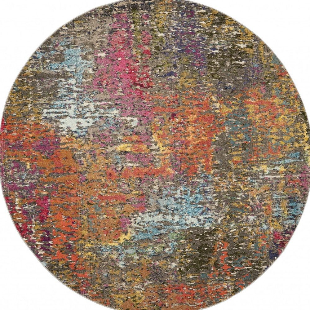 4′ Sunset Abstract Round Rug